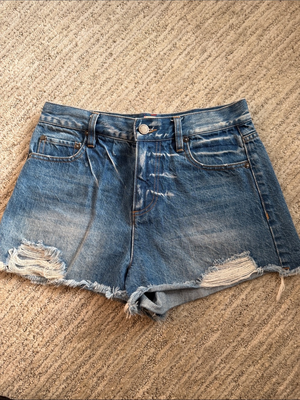Alice + Olivia Distressed Blue Denim Cutoff Shorts